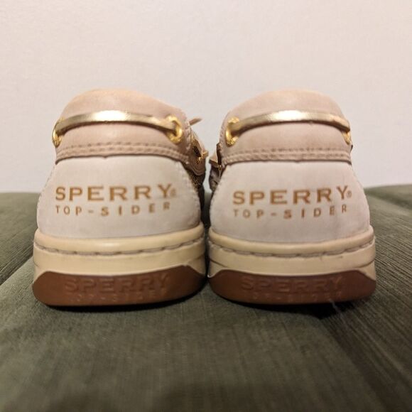 SPERRY Angelfish Sequin Slip On Tan Leather Loafers Boat Shoes Moccasins - Picture 9 of 12